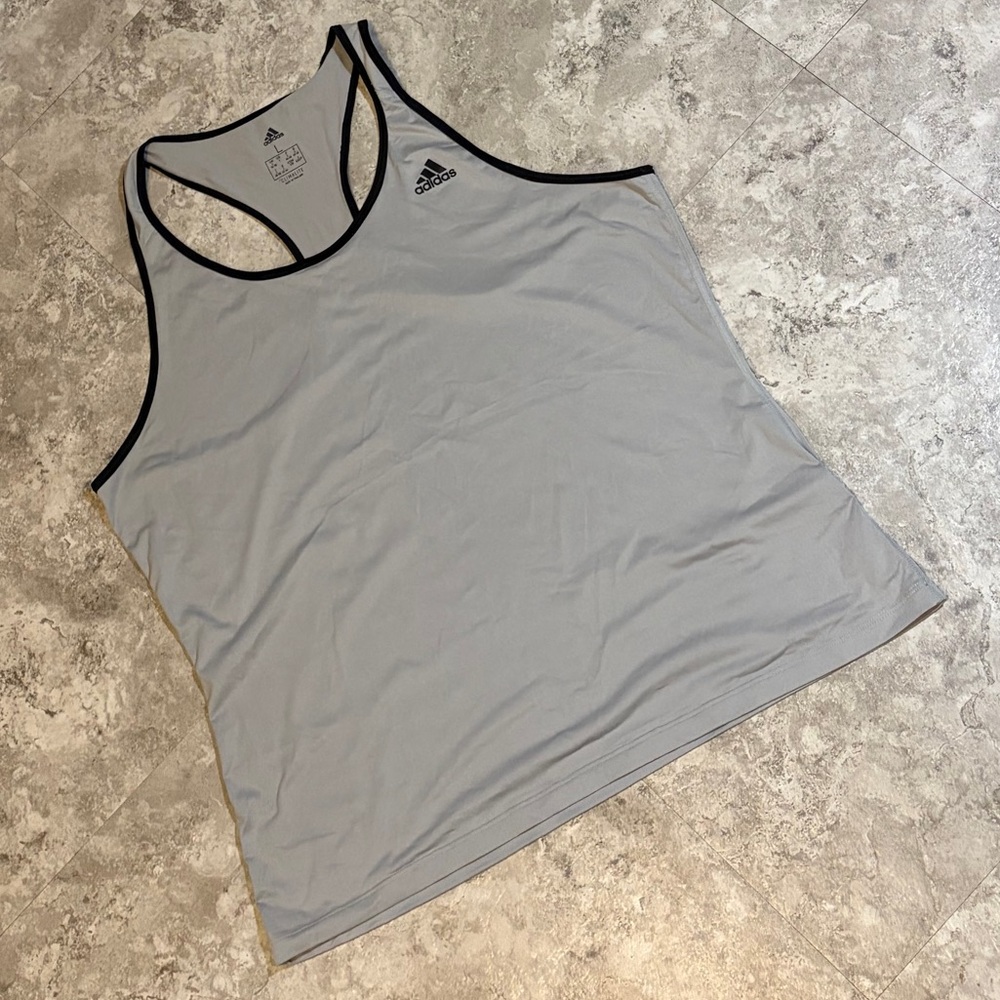 Adidas Women's Light Gray and black Tank Top Workout Top